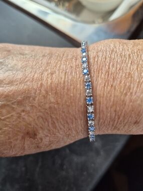 Swarovski Blue and Clear Crystal Tennis Bracelet